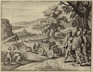 Filistijnen geven de Ark van het Verbond terug aan de Israëlieten (gravure) door European School