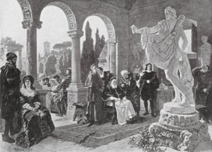 Paus Julius II en de Apollo Belvedere (litho) door European School
