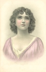 Portret van een meisje (kleurenlitho) door European School