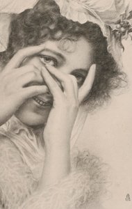 Portret van een vrouw die zich achter haar handen verbergt door European School