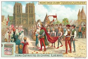 Processie die Notre Dame de Paris verlaat tijdens het bewind van Karel VII van Frankrijk door European School