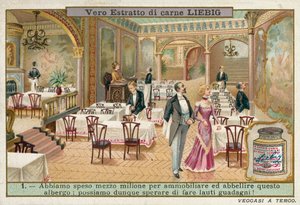 Restaurant van een opgeknapt hotel (chromolitho)