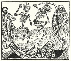 Skeletten van een middeleeuwse dodendans