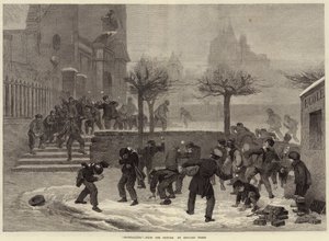 Sneeuwballen (gravure) door European School