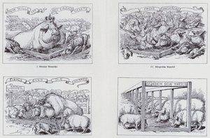 Socialistische cartoon uit 1895 over verschillende regeringsvormen door European School