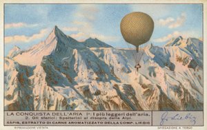 Zwitserse ballonvaarder Eduard Spelterini vliegt over de Alpen door European School