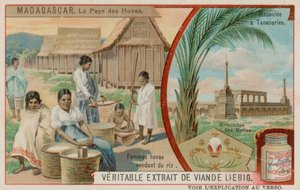 Het land van de Hova: Vrouwen die rijst verkopen, mausoleum in Antananarivo en het wapen van de Hova