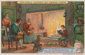 De jonge Shakespeare leest voor aan zijn familie, 1574 door European School