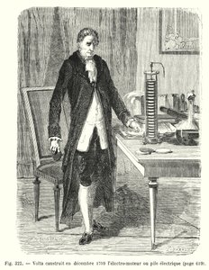 Volta bouwde in december 1799 de elektro-motor of elektrische batterij door European School