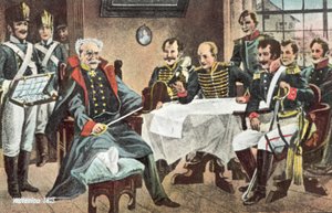 Waterloo 1815, Blücher ontvangt de hoed, het zwaard en de onderscheidingen van de Keizer in Genappe