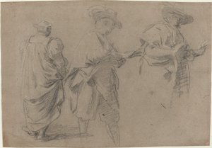 Een rechter en twee heren advocaten door Eustache Le Sueur