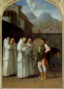 Sint Bruno (1030-1101), stichter van de Kartuizerorde ontvangt een boodschap van paus Urbanus II door Eustache Le Sueur