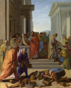 Sint Paulus predikt in Efeze door Eustache Le Sueur