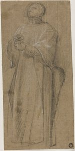 Studie voor priester met staf door Eustache Le Sueur