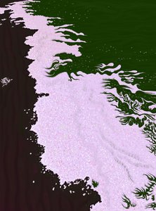 Kersenbloesemblaadjes op de grond (digitale kunst)