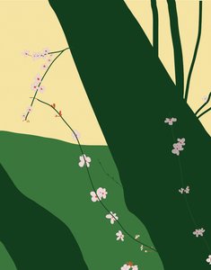 Kersenbloesems, 2015 (met de hand getekend op een iPad met een Apple potlood) door Evan Sklar