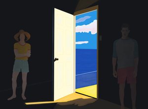 Echtpaar in strandhuis, Brooklyn (digitale kunst)