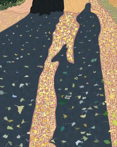 Ginkobladeren en schaduwen, Brooklyn (digitale kunst)