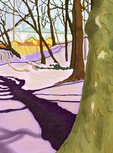 Heuvel met krokussen, Prospect Park (digitale kunst)