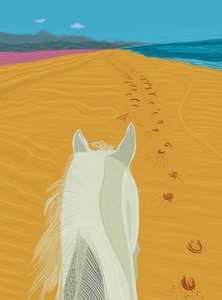 Paard op strand, ca 2020-24 (digitale kunst)