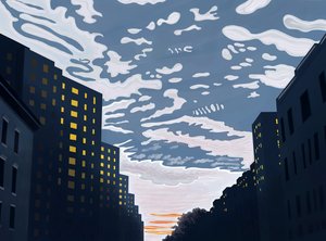 Naar het oosten kijken op 20th Street (digitale kunst)
