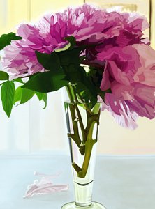 Magenta pioenrozen in vaas (digitale kunst)