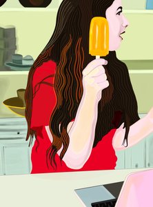 Oranje ijslolly (digitale kunst)