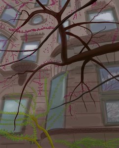 Prospect Parek West and Fifth Street, Brooklyn, 2017 (met de hand getekend op een iPad met een Apple-potlood) door Evan Sklar