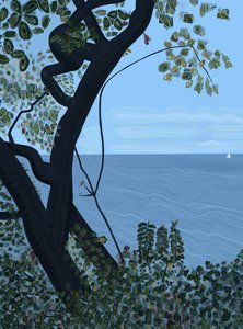 Zee en zeilboot, Brooklyn (digitale kunst)