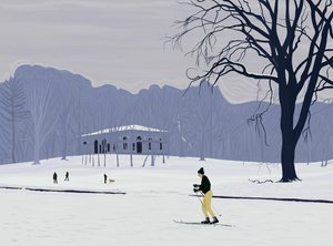 Skiër, Prospect Park , Brooklyn (digitale kunst) door Evan Sklar
