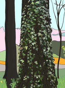 Boom met klimop (digitale kunst)