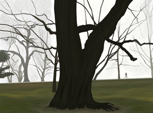 Boom en jogger. Vroege ochtend. Prospect park (digitale kunst)