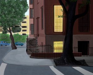 Willow and Middagh Street, 2016 (met de hand getekend op een iPad met een Apple-potlood) door Evan Sklar