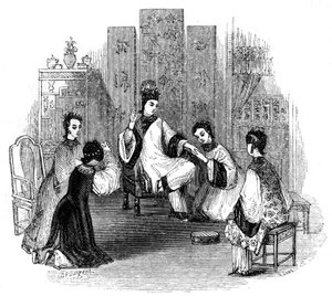 Chinese meisjes huilen met een bruid, 1847