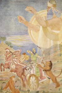 Tiglath-Pileser I geleid door Ninib, illustratie uit 