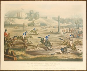 Grote militaire steeple chase, in Londen, Canada West, 9 mei 1843, gegraveerd door J. Harris, 1845