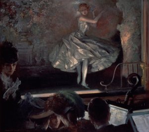 Danseres in Wit voor de Footlights