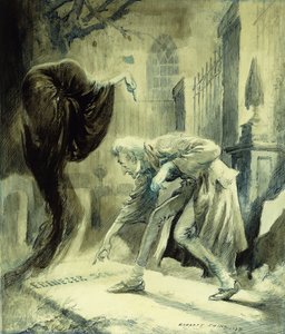 De geest van de toekomstige kerst: Ebeneezer Scrooge door Everett Shinn
