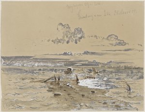 Landschap met de grindweg tussen Oss en Lithoijen
