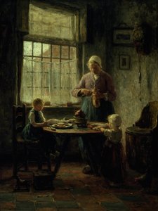 Een familiemaaltijd, 1890s door Evert Pieters