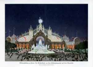 Fonteinen bij het Paleis van Elektriciteit, Champ de Mars, Wereldtentoonstelling Parijs 1889