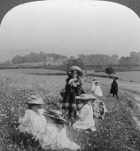 Kinderen in een weiland, Keswick, Cumbria