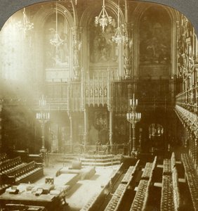 Interieur van het Hogerhuis, Westminster, Londen