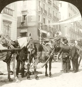 Staatskoets, Calle Mayor, Madrid door Excelsior Stereoscopic Tours