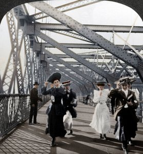 De promenade, Williamsburg Bridge, New York, VS door Excelsior Stereoscopic Tours