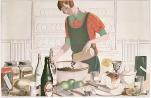 De kerstpudding, poster 1928 door F.C. Harrison