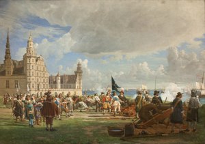 De Nederlandse Vloot onder Admiraal Opdam Passeert de Sont op 29 oktober 1658 tijdens de Zweedse Oorlog 1657-60