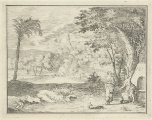 Italianiserend landschap met twee vrouwen