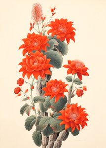 Abstracte cactus met bloemen door F. Abderrahim