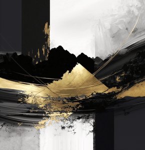Abstracte getextureerde gelaagde zwart & goud, Muurkunst | Canvasafdrukken
